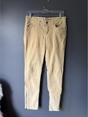 Pilcro by Anthropologie Beige Corduroy Skinny Pants with Zipper Detail